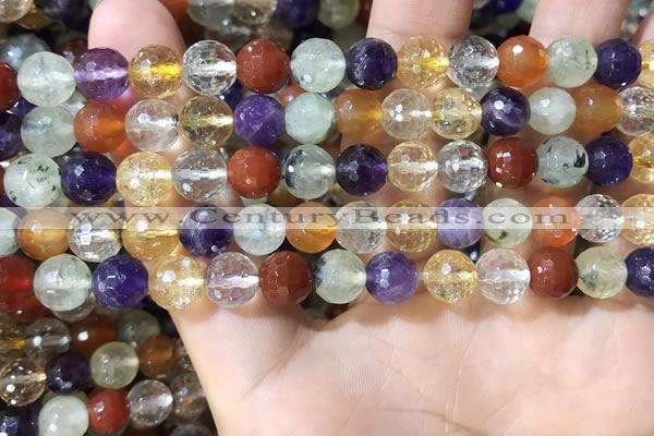 CMQ552 15.5 inches 8mm faceted round colorfull quartz beads