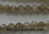 CMS1067 15.5 inches 6mm faceted round grey moonstone beads wholesale