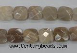 CMS108 15.5 inches 10*10mm faceted square moonstone gemstone beads