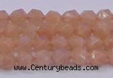 CMS1131 15.5 inches 6mm faceted nuggets peach moonstone beads