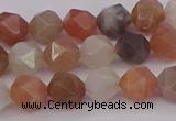 CMS1137 15.5 inches 8mm faceted nuggets rainbow moonstone beads