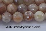 CMS1302 15.5 inches 8mm faceted round AB-color moonstone beads