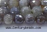 CMS1312 15.5 inches 8mm faceted round AB-color grey moonstone beads