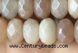 CMS1479 15.5 inches 5*8mm faceted rondelle AB-color moonstone beads