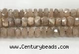 CMS1665 15.5 inches 6*12mm - 8*13mm faceted tyre moonstone beads