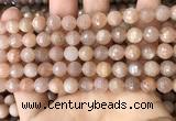 CMS1679 15.5 inches 8mm faceted round moonstone beads wholesale