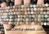 CMS1691 15.5 inches 4mm faceted round rainbow moonstone beads