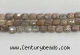 CMS1782 15.5 inches 10*12mm faceted rectangle AB-color moonstone beads