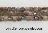 CMS1829 15.5 inches 12*12mm faceted square AB-color moonstone beads