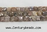 CMS1830 15.5 inches 14*14mm faceted square AB-color moonstone beads