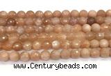 CMS2259 15 inches 8mm faceted round orange moonstone beads