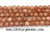 CMS2260 15 inches 10mm faceted round orange moonstone beads