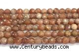 CMS2281 15 inches 8mm faceted round moonstone beads