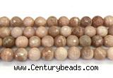 CMS2283 15 inches 12mm faceted round moonstone beads