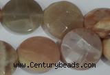 CMS558 15.5 inches 20mm faceted coin moonstone beads wholesale