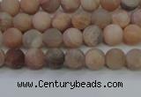 CMS601 15.5 inches 6mm round matte natural moonstone beads