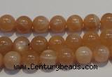 CMS702 15.5 inches 8mm round peach moonstone beads wholesale