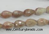 CMS88 15.5 inches 8*12mm faceted teardrop moonstone gemstone beads