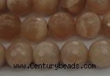 CMS942 15.5 inches 8mm faceted round A grade moonstone gemstone beads