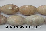 CMS96 15.5 inches 13*22mm faceted rice moonstone gemstone beads