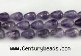 CNA1181 15.5 inches 15*20mm faceted teardrop amethyst beads