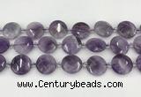 CNA1204 15.5 inches 20mm faceted coin amethyst beads wholesale