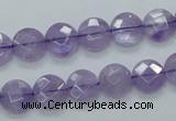 CNA321 15.5 inches 10mm faceted coin natural lavender amethyst beads