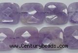 CNA341 15.5 inches 20*20mm faceted square natural lavender amethyst beads