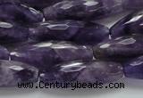 CNA54 15.5 inches 10*30mm faceted rice grade AB+ natural amethyst beads