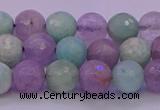 CNA682 15.5 inches 8mm faceted round lavender amethyst & amazonite beads