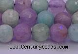 CNA683 15.5 inches 10mm faceted round lavender amethyst & amazonite beads