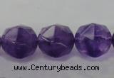 CNA72 15.5 inches 14mm faceted round natural amethyst beads