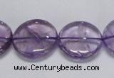 CNA825 15.5 inches 20mm flat round natural light amethyst beads