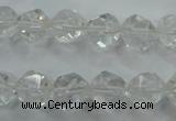 CNC102 15 inches 10mm faceted nuggets white crystal beads