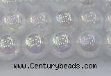 CNC563 15.5 inches 10mm round plated crackle white crystal beads