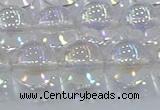 CNC574 15.5 inches 14mm round plated natural white crystal beads