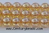 CNC576 15.5 inches 6mm round plated natural white crystal beads