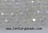 CNC608 15.5 inches 6mm faceted round plated natural white crystal beads