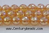 CNC614 15.5 inches 6mm faceted round plated natural white crystal beads