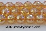 CNC615 15.5 inches 8mm faceted round plated natural white crystal beads