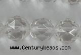 CNC90 15.5 inches 10mm faceted round natural white crystal beads