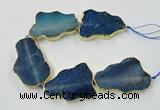 CNG1652 8 inches 35*50mm - 45*65mm freeform agate beads with brass setting