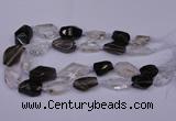 CNG1708 15*20mm - 18*35mm nuggets smoky quartz & white crystal beads