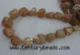 CNG1807 15.5 inches 15*20mm - 20*25mm nuggets plated rose quartz beads