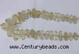 CNG2151 15.5 inches 10*25mm - 15*40mm faceted nuggets lemon quartz beads