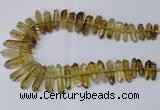 CNG2153 15.5 inches 8*25mm - 10*40mm faceted nuggets lemon quartz beads