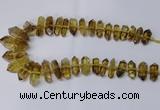 CNG2154 15.5 inches 10*25mm - 15*40mm faceted nuggets lemon quartz beads