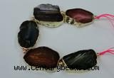 CNG2175 8 inches 30*40mm - 35*45mm freeform agate beads with brass setting