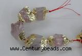 CNG2386 7.5 inches 15*25mm - 20*30mm nuggets rose quartz beads