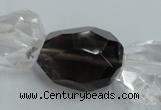 CNG239 18*25mm - 25*30mm faceted nuggets smoky quartz & crystal beads